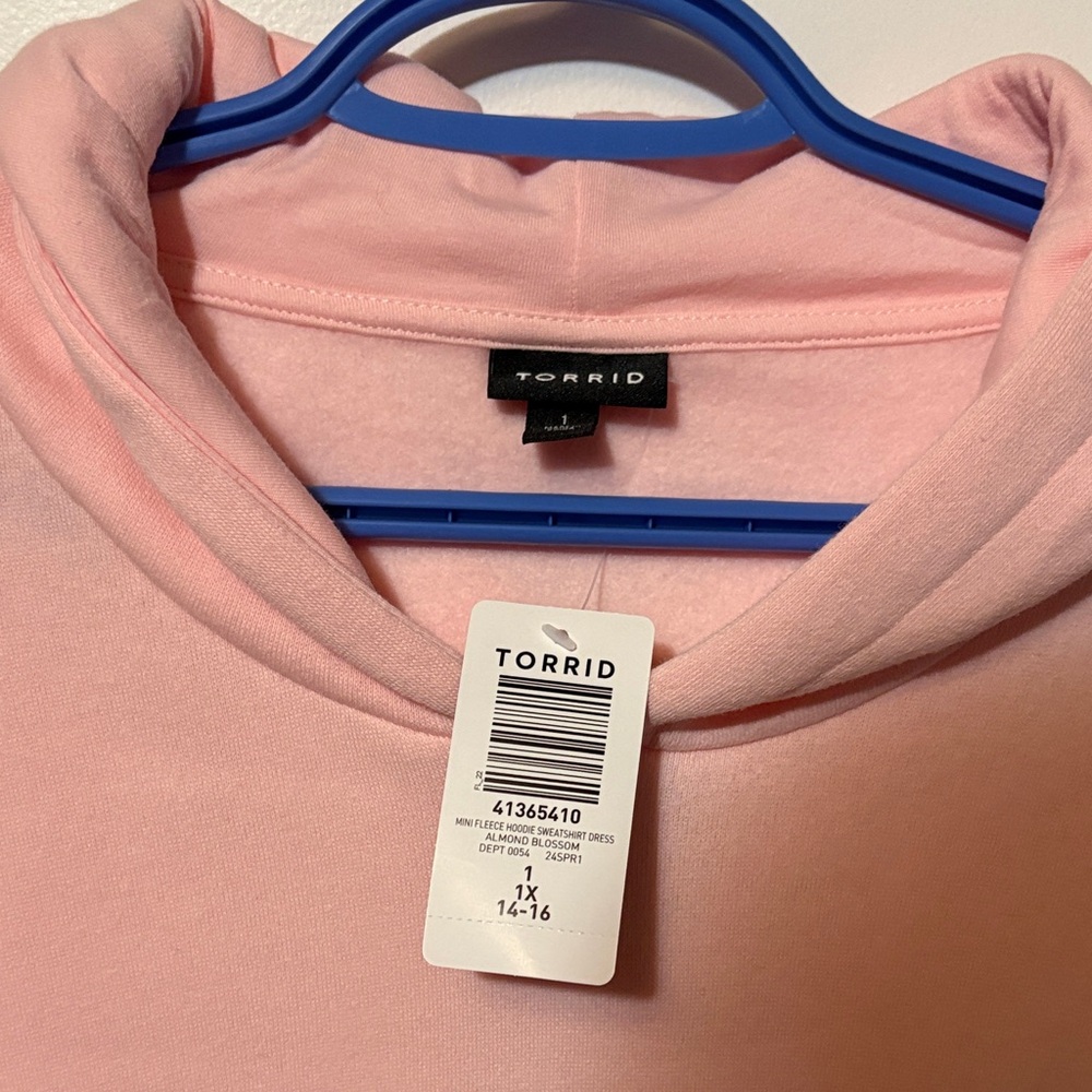 NWT 1XL Torrid Pink Long-Sleeve Hoodie Dress- AS IS - Picture 2 of 11
